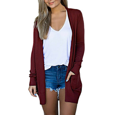 

Women Knitted Cardigan Long Sleeve Loose Sweater Autumn Casual Tops Outwear Coat