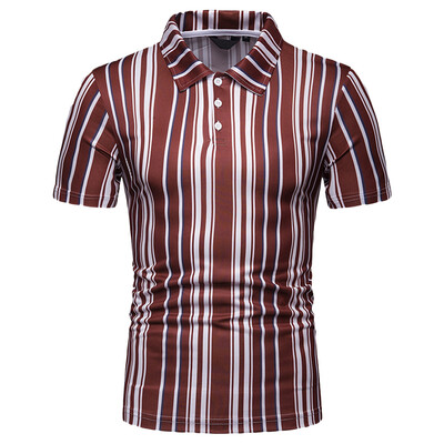 

Tailored Mens Summer Causal Striped Button Printed Stand Collar Short Sleeve Top Blouse