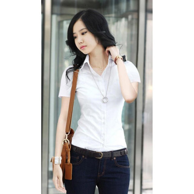 

Casual Shirt Women Spring Autumn Career Blouse Full sleeved Slim Shirt Turn-down Collar Blouse OL Large Size