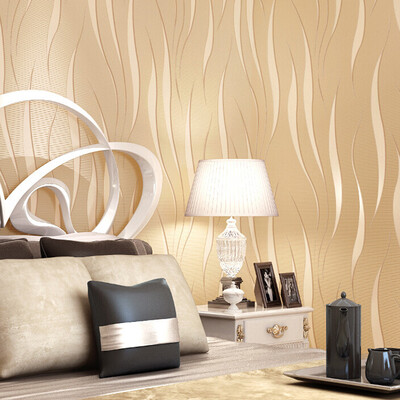 

Gobestart Silver 3D Non-woven Wave Stripe Embossed Wallpaper Rolls Living Room Decor 10m