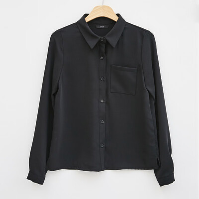 

Blouses Long Sleeve Turn-Down Collar Solid Ladies Chiffon Blouse Tops Sweet Style Women Shirts