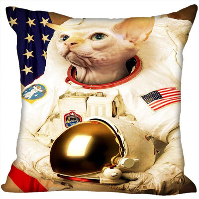 

Cat Pillow Cover Bedroom Home Office Decorative Pillowcase Square Zipper Pillow Cases Satin Fabric No Fade 35x35CM
