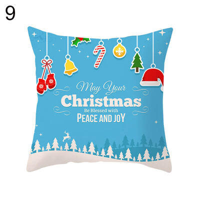 

Cartoon Christmas Tree Santa Claus Pillow Case Cushion Cover Chair Sofa Decor