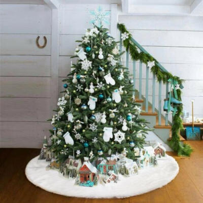 

Long Snow Plush Christmas Tree Skirt Base Floor Mat Cover Xmas Party Decor