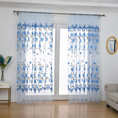 

New Floral Tulle Voile Door Window Curtain Drape Panel Sheer Scarf Valances