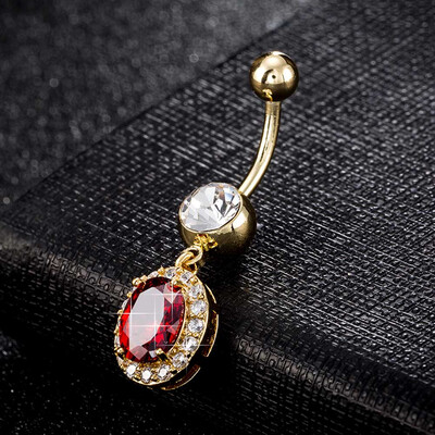 

Navel Buckle Stainless Steel Drill Oval Zircon Full Belly Button Ring