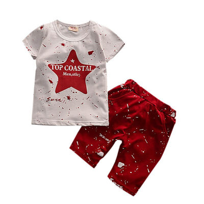 

Boys short sleeved T-ShirtsChildren Shorts Baby Boys Summer Clothes Kids Short Sleeve Clothing Set Star Toddler
