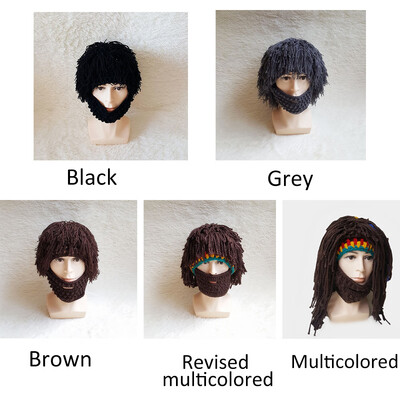 

Wig Beard Hats Hobo Mad Scientist Caveman Handmade Knit Warm Winter Caps Men Women Halloween Gifts Funny Party Beanies