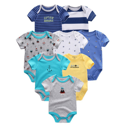 

2019 8PCS Baby Clothes Bebe Cotton Newborn Baby Boy Clothes Unicorn Black White O-Neck Short Sleeve Baby Girl Clothes Babywear