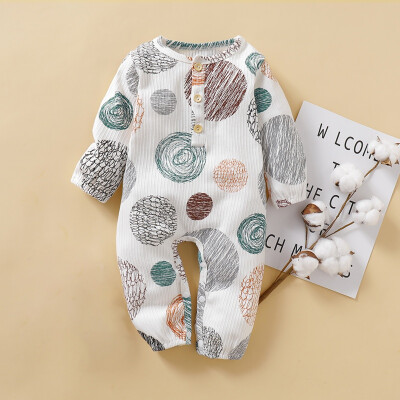 

Autumn Baby Boy Casual Cartoon Floral Print Romper Infant Long Sleeve Children Bodysuit Jumpsuit Outfits