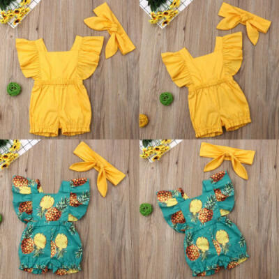 

US Summer Kids Baby Girl Cotton Romper Bodysuit Jumpsuit Outfits Sunsuit Clothes