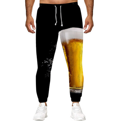 

Gobestart Mens Casual Loose Long Pants Beer Festival New Style 3D Printing Trousers