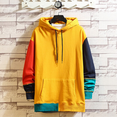 

Toponeto Men Splicing Button Pullover Long Sleeve Hooded Sweatshirt Tops Blouse