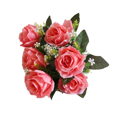 

Gobestart 7Heads Artificial Fake Silk Roses Flower Bridal Bouquet Wedding Party Home Decor