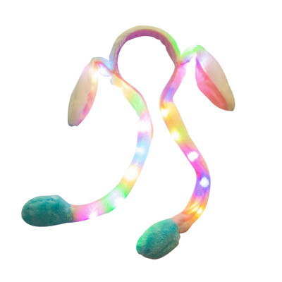 

LED Light Rabbit Ear Hat Headband Cute Cartoon Moving Plush Toy Cap Funny Hair Accessories