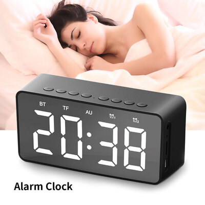 

Portable Bluetooth Speaker Mirror Digital Alarm Clock Wall Clock