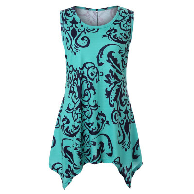 

Big Size Summer Casual Sleeveless O-Neck Print Lace T-shirts Plus size Female Tees Tops