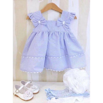

Lovely Toddler Kid Baby Girl Stripe Bowknot Summer Casual Princess Dress Clothes