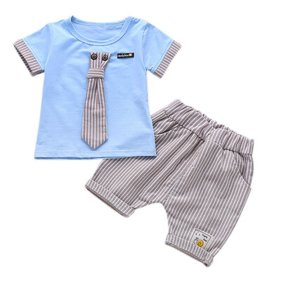 

Summer Boys Handsome Gentleman Suits Newborn Baby Boy Clothes Set 1-4 Years Striped Summer Children Clothing