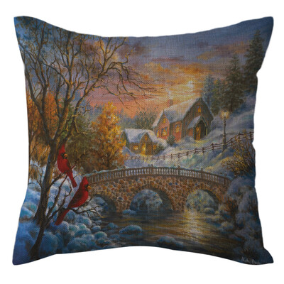 

〖Follure〗Christmas Home Decor Office Sofa Cushion Square Throw Pillow Festive Pillowcase