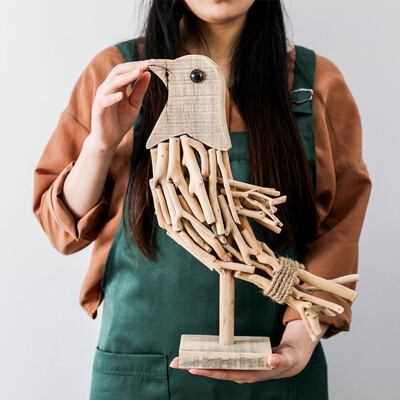 

NeillieN Wooden Animal Ornaments Crafts Creative Bird Ornaments Wooden GiftsFloating Wood Animal OrnamentsHome Decoration