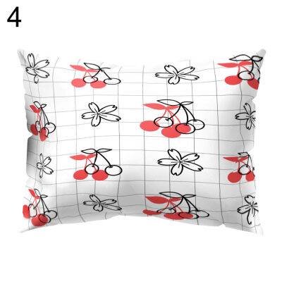 

Cute Cherry Printed Rectangle Throw Pillow Case Cushion Cover Home Car Decor