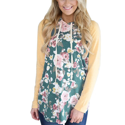 

Women Casual Hooded Drawstring Long Sleeve Tops