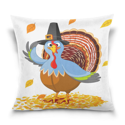 

ALAZA Thanksgiving Throw Pillow Cover 16 X 16 inch Cushion Cover with Thanksgiving Cute Turkey Printed Pillowcase