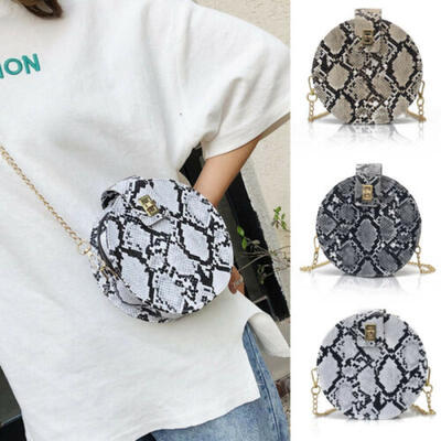 

Women Fashion Snake Print Shoulder Bag PU Leather Chain Handbag Ladies Bag QG