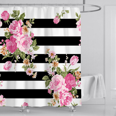

Gobestart New Waterproof Shower Curtain with 12 Hooks 3D Printed Bathroom Polyester