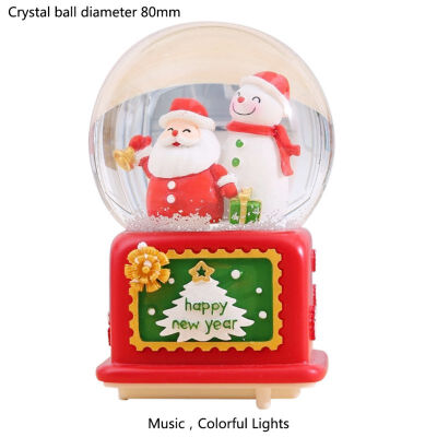 

New Music Box Square Base Christmas Tree Santa Deer Snow Lighting Crystal Ball Music Box Floating Snow Home Decor Gift For Kids