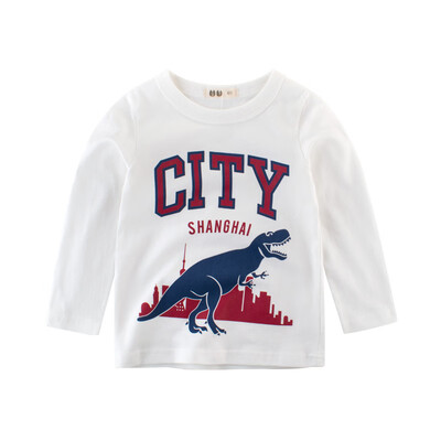

Cartoon Cotton Autumn Shirt Boy Girls Kids Clothing Children T-shirts Dinosaur Print Long Sleeve T Shirts Stripes Tops