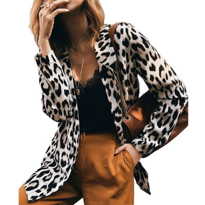 

Womens Leopard Hooded Long Coat Jacket Ladies Autumn Cardigan Hoodies Outwear