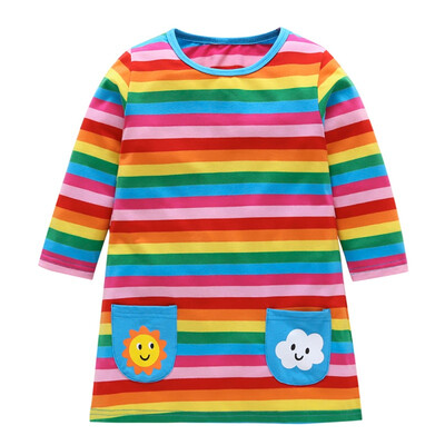 

Children Striped Long Sleeve Dress Baby Girls Princess Dress Autumn Spring New Fashion Birthday Party Dress Clothes 0-5Y