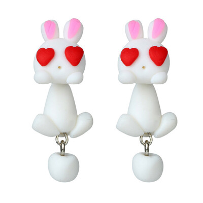 

Handmade Fashion Rabbit Piercing Earrings White Rabbit Stud Earrings For Women Jewelry