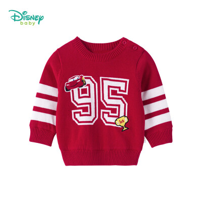 

Disney childrens clothing boys new handsome embroidery chapter round neck pullover long-sleeved sweater sweater baby out clothing 183S1075 red 12 months height 80cm