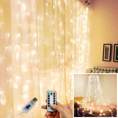 

〖Follure〗Curtain Stripe Lights 300LED 8 Modes Warm White Fairy String Lights Decoration