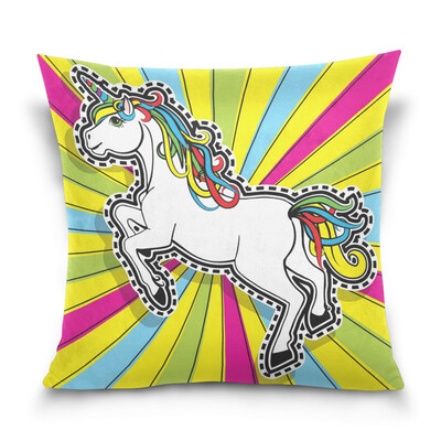 

ALAZA 16 X 16 inch Pillow Case Decorative Cushion Cover Rainbow Unicorn Pattern Pillowcase