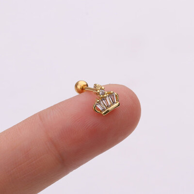 

1Pc Cz Cartilage Stud Moon Star Heart Cross Flower Crown Helix Piercing Tragus Stud Conch Earring