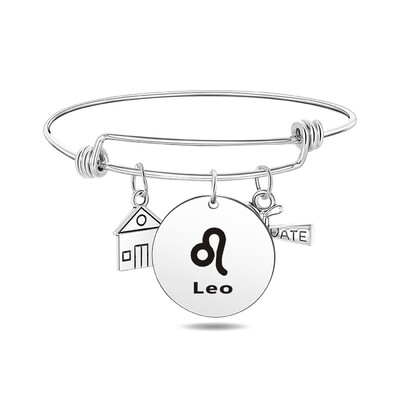

12 Constellation Bracelet Zodiac Sign Diploma House Pendant Stainless Steel Charm Bracelets Bangles