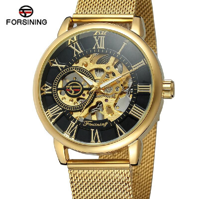 

Forsining Fashion Mens Watches Skeleton Noctilucent Mechanical Movement Roman Numerals Waterproof Business Analog Dial Stainless