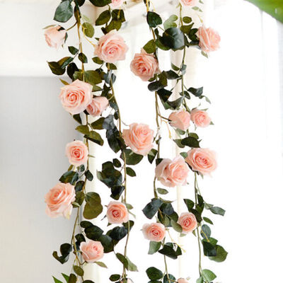 

2018 New Australia 18m silk rose flower vine hight quality artificial decorative rose Rattan wedding background decoration Hot