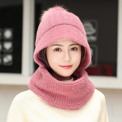 

The new winter Korean version of knitted wool cap hat scarf one hat winter cycling cold ear protection wool cap