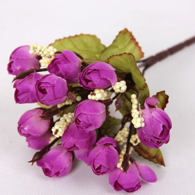 

Artificial Silk Rose Flower Leaf Home Wedding Party Decor Bridal 15 Head Bouquet Home Decor