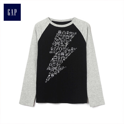 

GAP flagship store boy fun pattern raglan sleeves round neck T-shirt 402429 positive black
