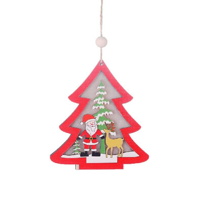 

4 Types Decoration In 1 Bag Delicate Christmas Decoration Wooden Hollowed-Out Pendant With Light