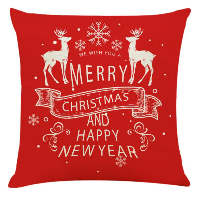 

Christmas Pillow Cover Cotton Linen Pillowcases Christmas Sofa Cushion Cover For Home Bedroom