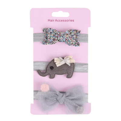 

Pack Of 3 Baby Girl Cute Lace Stretch Sequin Bow Elastic Headband Molding Hair Band Accessories