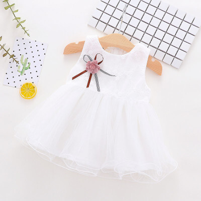 

Sleeveless Flower Girl Dress Summer Mesh Princess Dress Kids Dress For Girls 0-24M Lace Wedding Dress