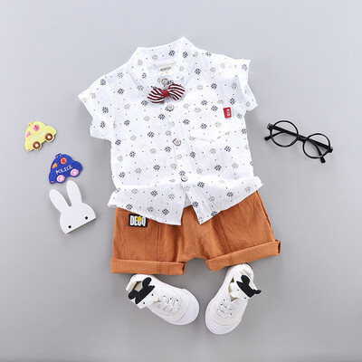 

Summer Toddler Boy Clothes Set Casual Short Sleeve Print Shirt TopsShorts Fashion Clothing Set